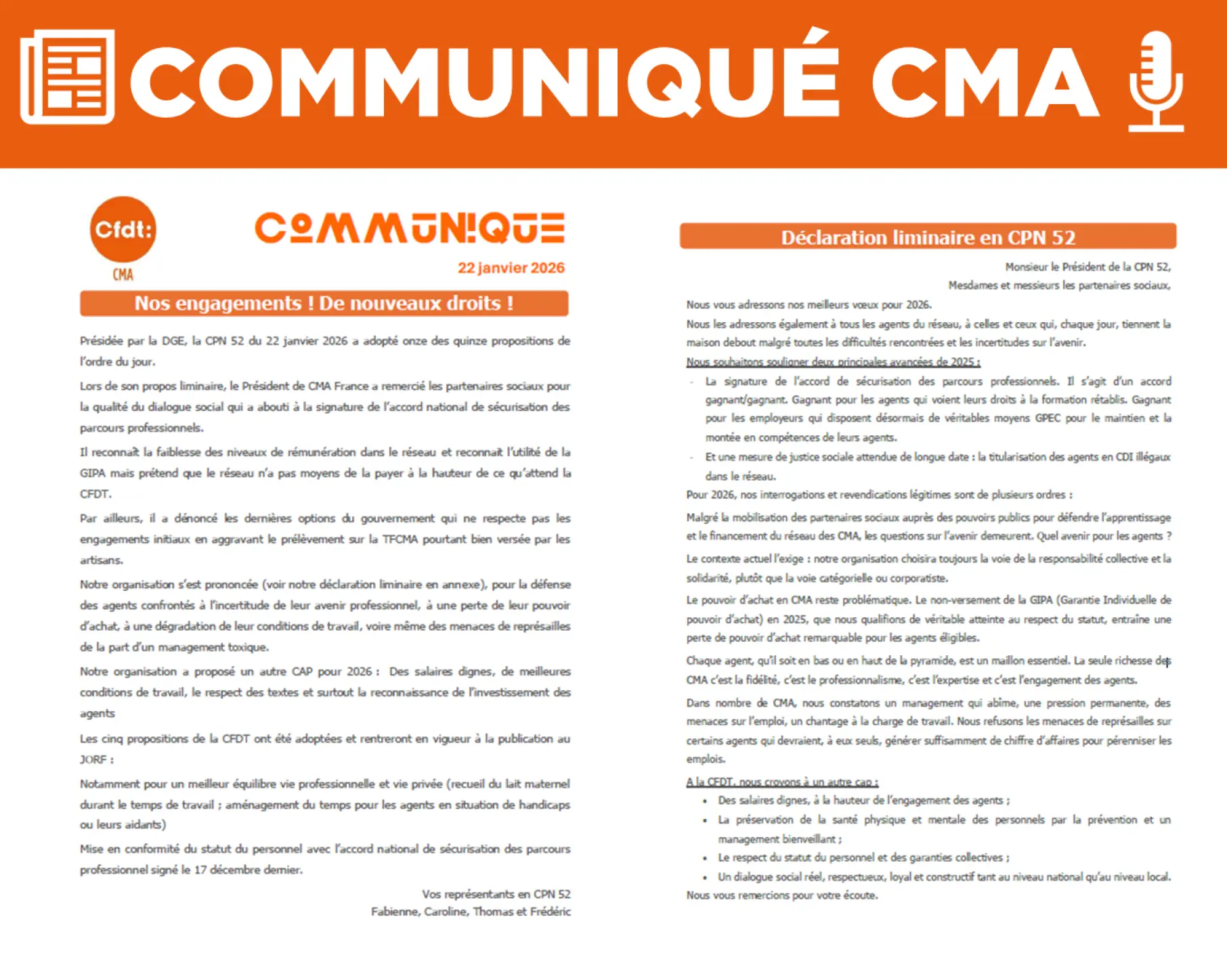 Communiqué CMA Janvier 2026